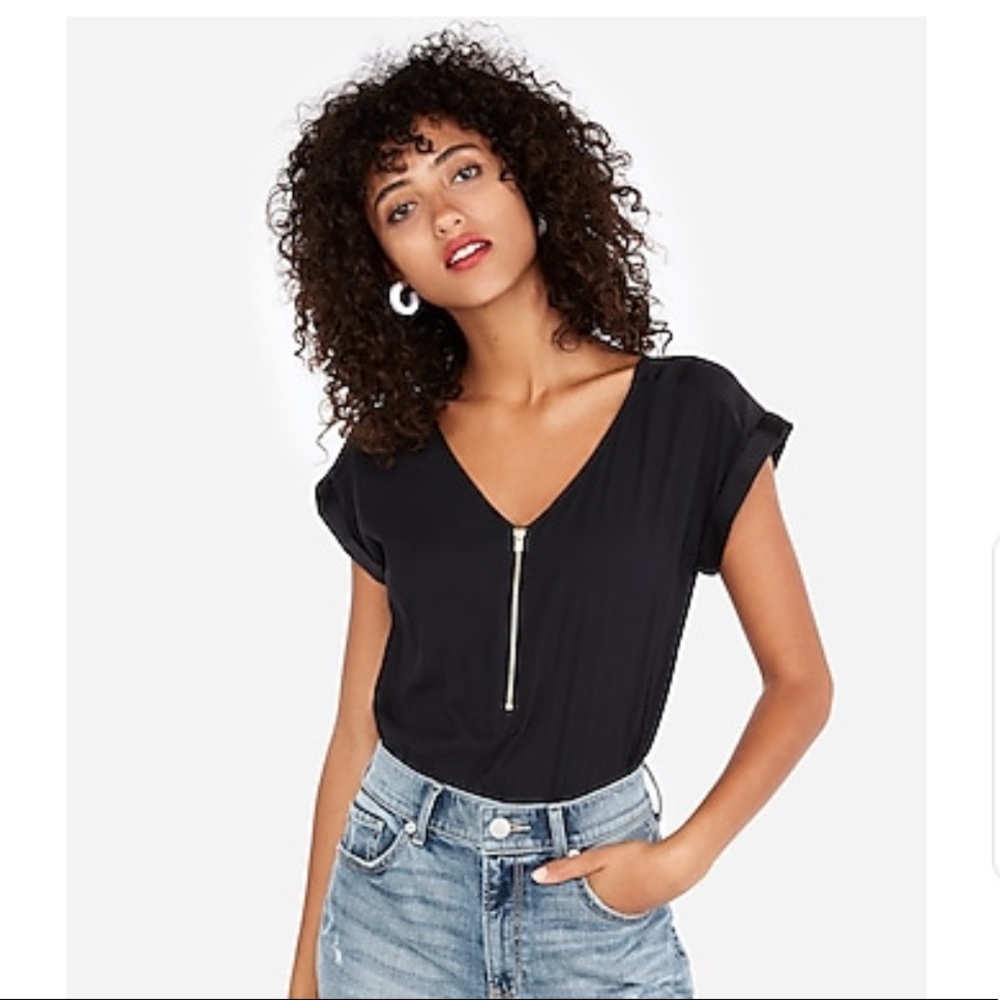 Express SILKY ZIP FRONT GRAMERCY TEE
